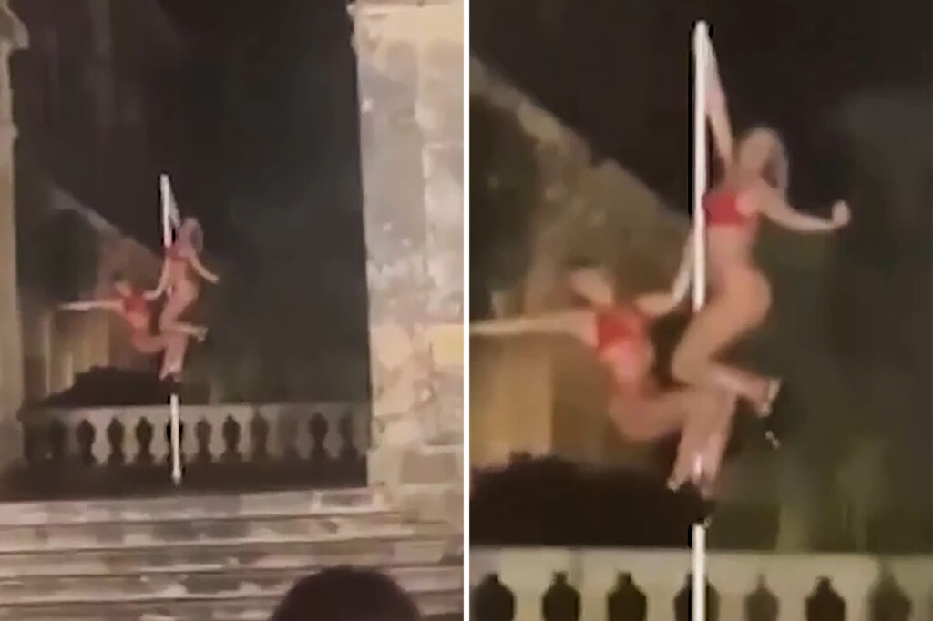 Five women hit to dance the viral poles to the famous Greek Palace